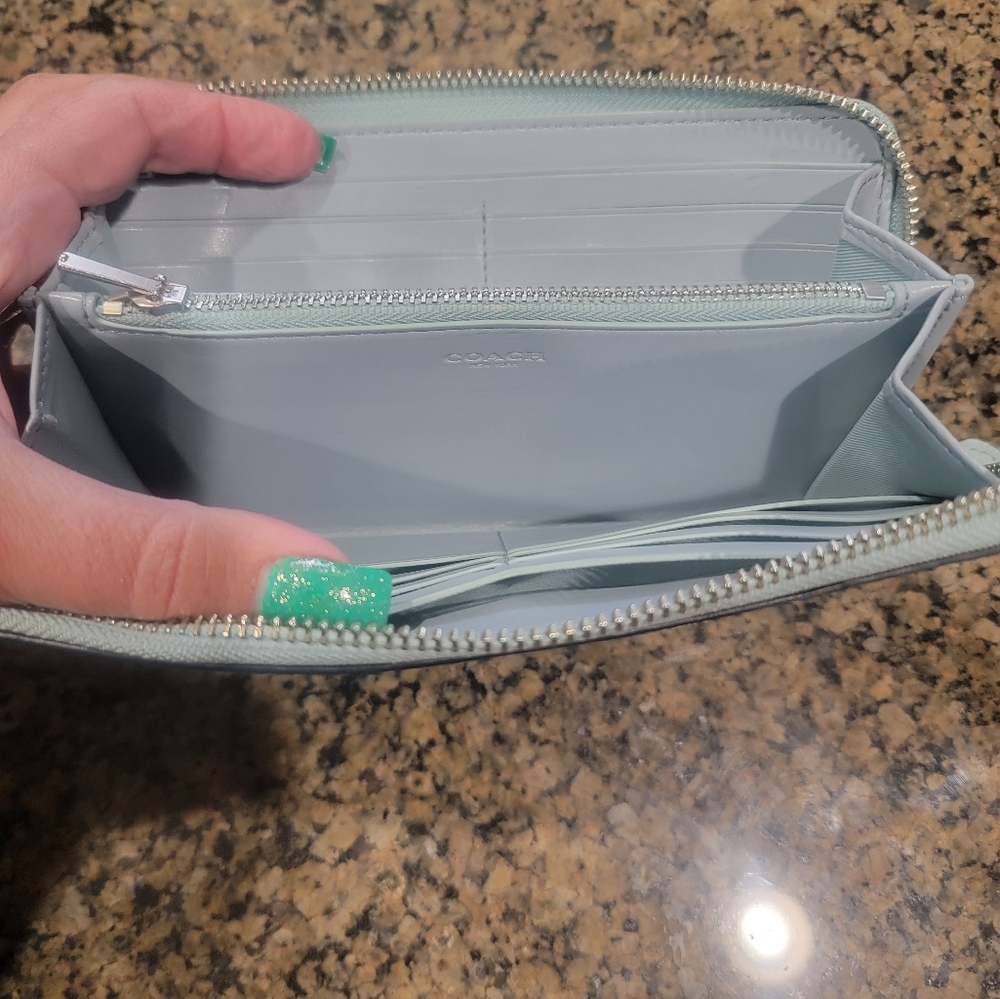 Coach Ombre Teal Zip Wallet - Picture 4 of 4